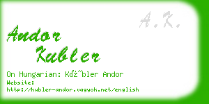 andor kubler business card